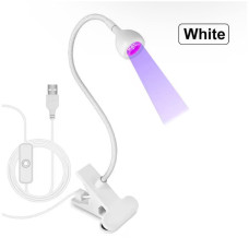 UV LED svietidlá s husím krkom a svorkou, mini stolová biela