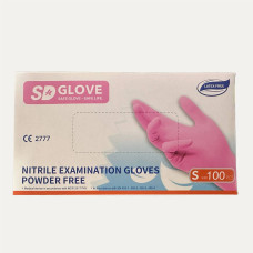 Rukavice - nepudrové - nitril - S - 100 ks ružový