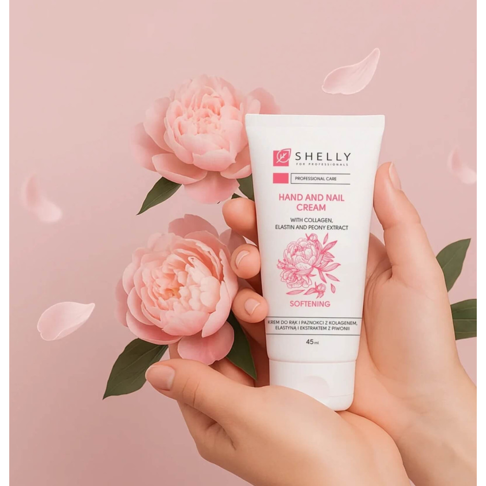 SHELLY Krém na ruky a nechty, s kolagénom, elastínom a extraktom z pivonky 45 ml