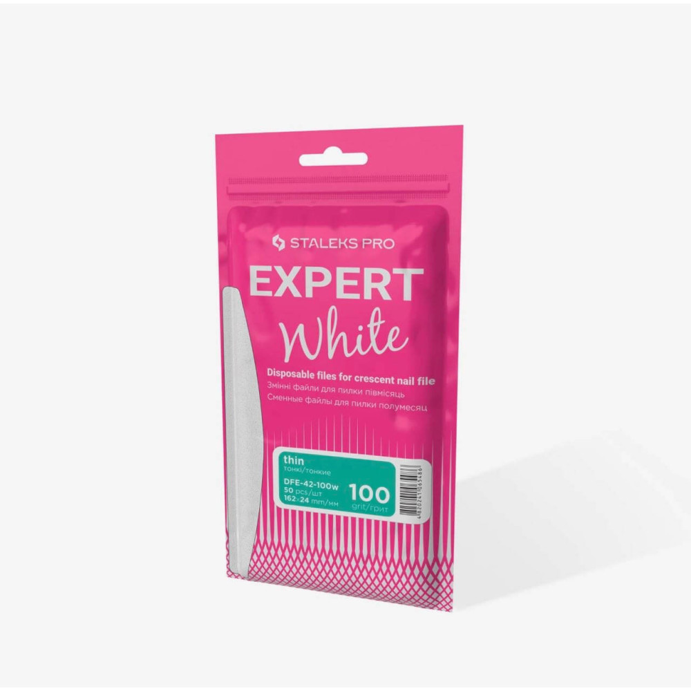 Staleks Pro Expert White Vymeniteľné jednorazové tenké pilníky na nechtovú základňu (50 ks.) DFE-42-100 biele