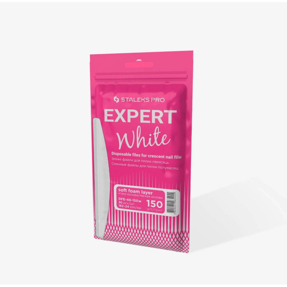 Staleks Pro Expert White Vymeniteľné jednorazové pilníky na nechtovú základňu, (30 ks.) DFE-40-150 biele