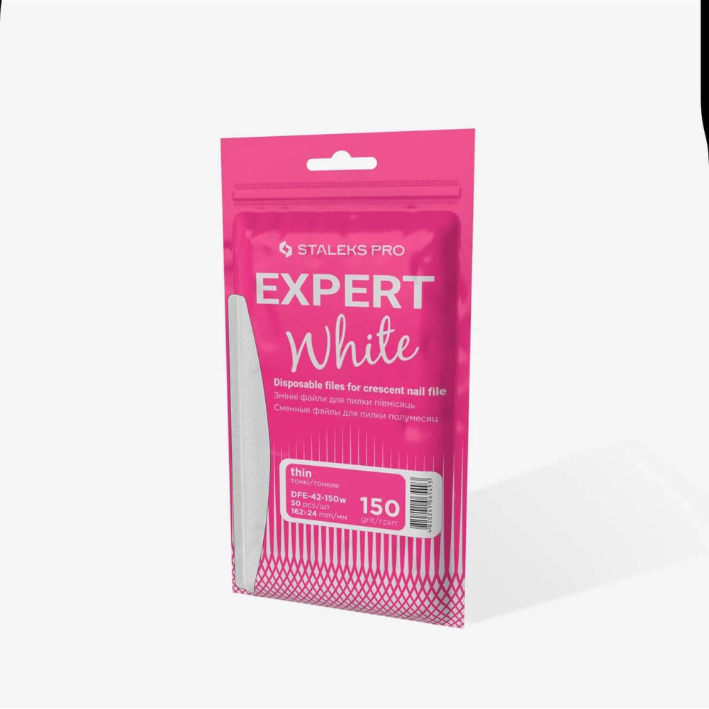 Staleks Pro Expert White Vymeniteľné jednorazové tenké pilníky na nechtovú základňu (50 ks.) DFE-42-150 biele