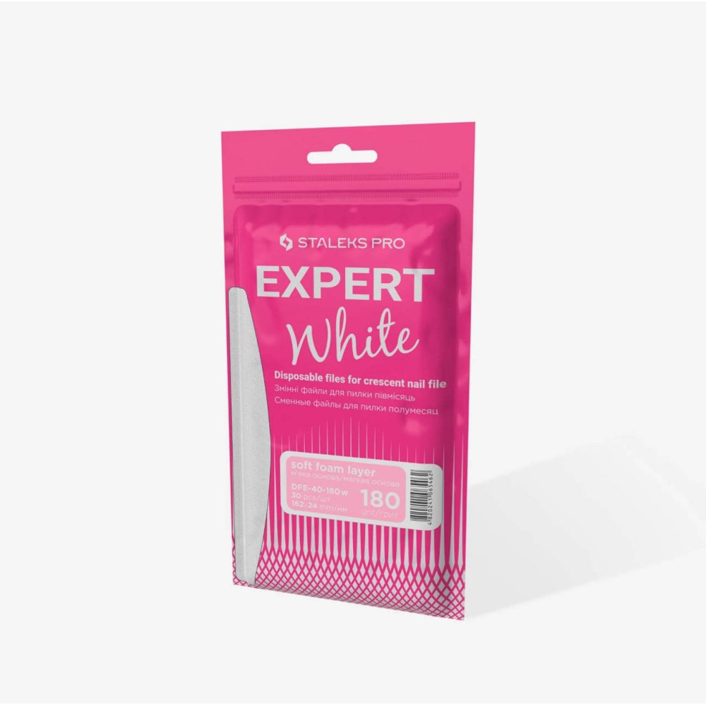 Staleks Pro Expert White Vymeniteľné jednorazové pilníky na nechtovú základňu, (30 ks.) DFE-40-180 biele