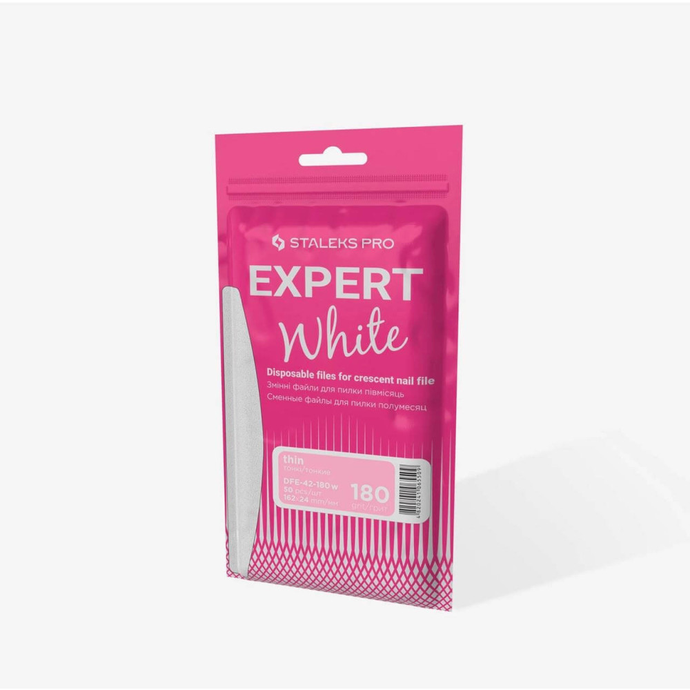 Staleks Pro Expert White Vymeniteľné jednorazové tenké pilníky na nechtovú základňu (50 ks.) DFE-42-180 biele